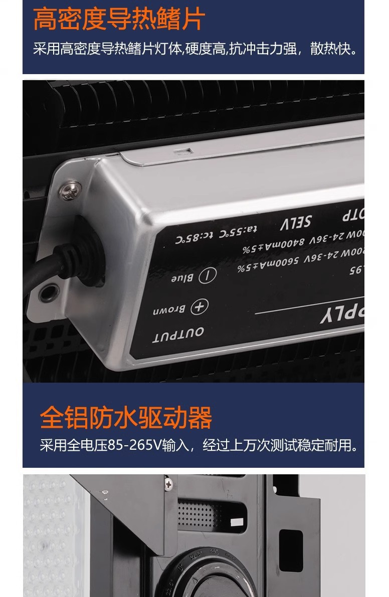 户外球场灯高杆灯强光大功率探照射灯工地建筑爆亮RGBW七彩投光灯(图19)