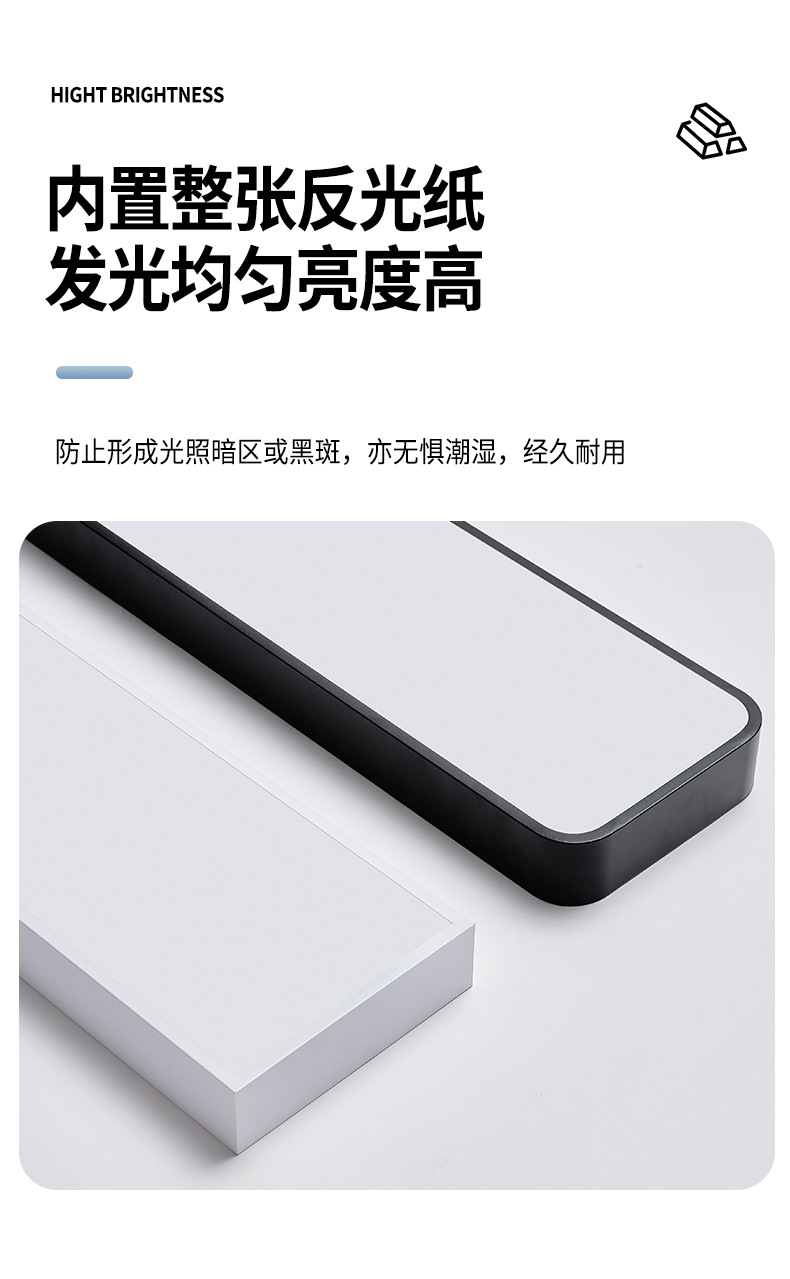 超亮LED长条灯办公室吊灯商用教室会议室健身房商场日光灯长条灯(图9)