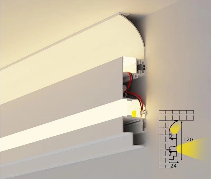 明装免开槽双灯双眼皮顶角线灯 客厅免吊顶无主氛围灯铝合金灯槽(图15)