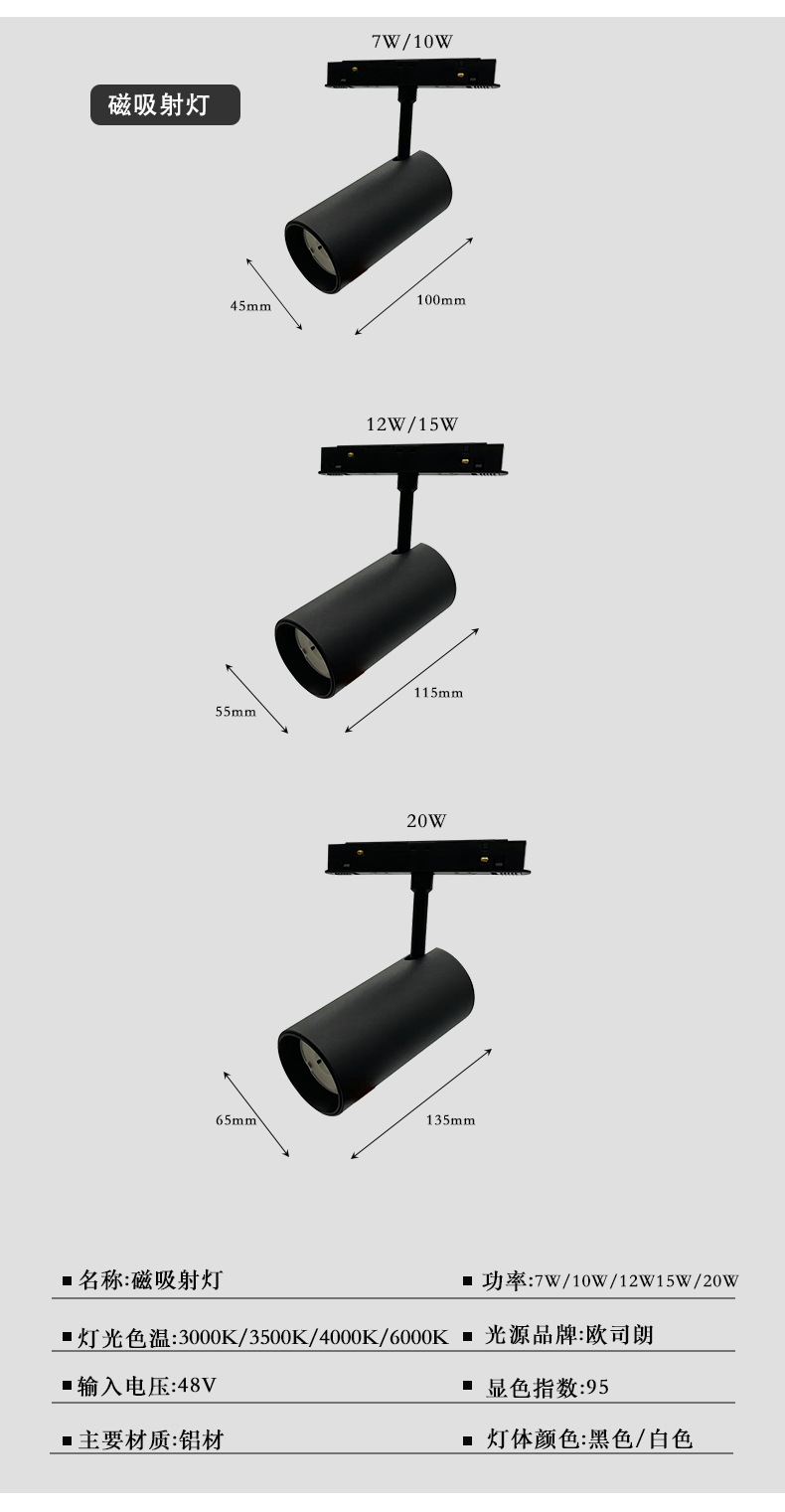 LED无主灯智能家用嵌入式暗装明装客厅照明预埋黑色48V 磁吸轨道灯(图20)