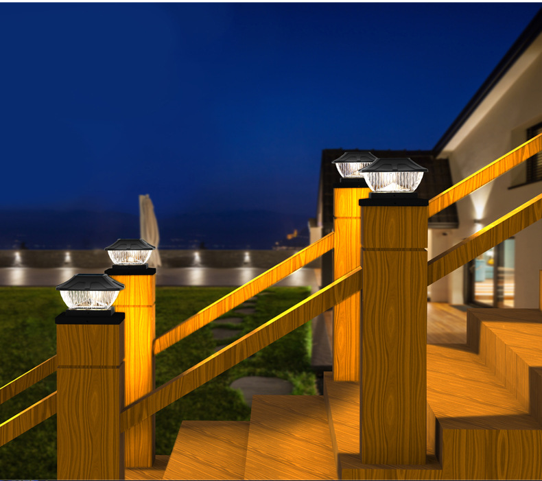 新品太阳能柱头灯 8LED一灯双色户外庭院花园景观 柱子灯(图17)