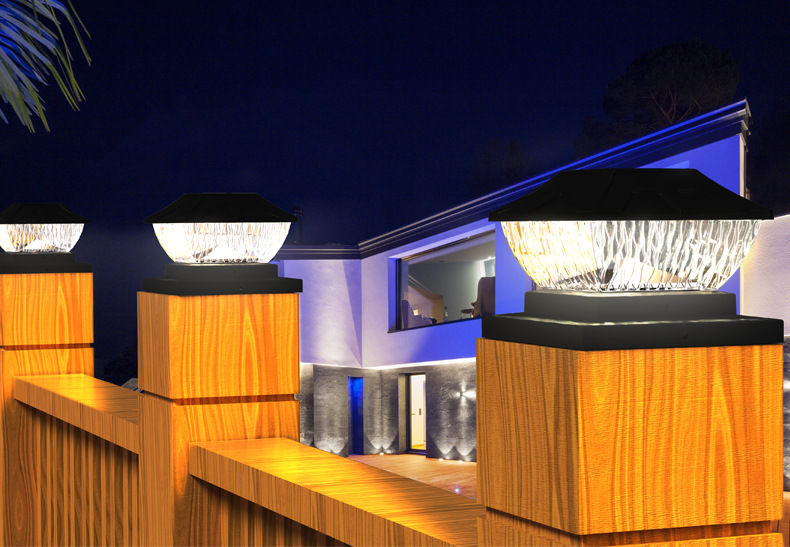 新品太阳能柱头灯 8LED一灯双色户外庭院花园景观 柱子灯(图18)