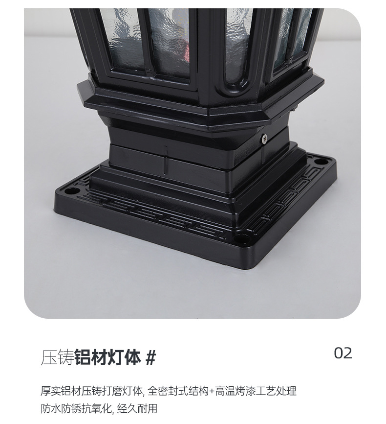 柱头灯太阳能户外防水庭院花园家用别墅墙头围墙大门灯中式门柱灯(图17)
