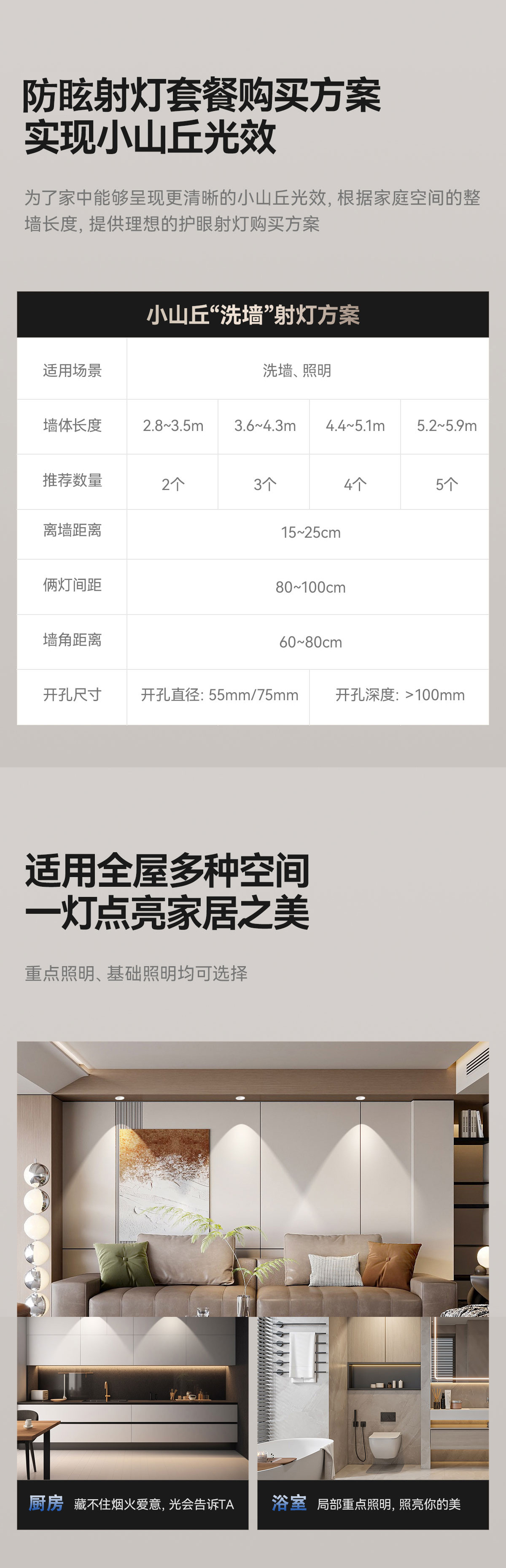 嵌入式护眼小山丘射灯家用智能三色led筒灯客厅卧室cob中 山无主灯(图11)