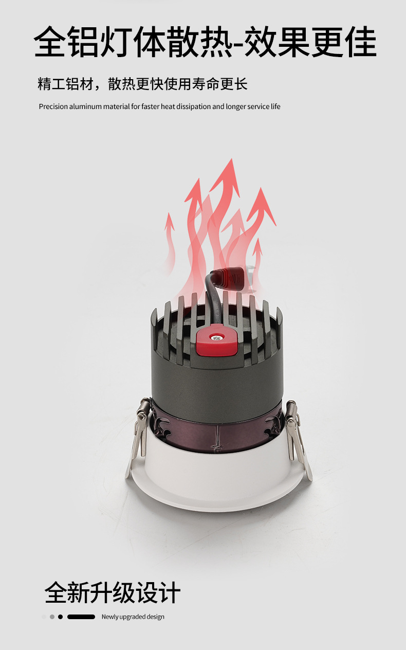  led全光谱98显深防眩家用三色防眩别墅洗墙灯嵌入式COB小山丘射灯(图8)